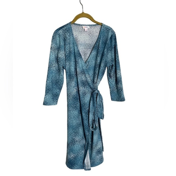 Lularoe Blue Speckle True Wrap Dress V Neck Small - Picture 1 of 6